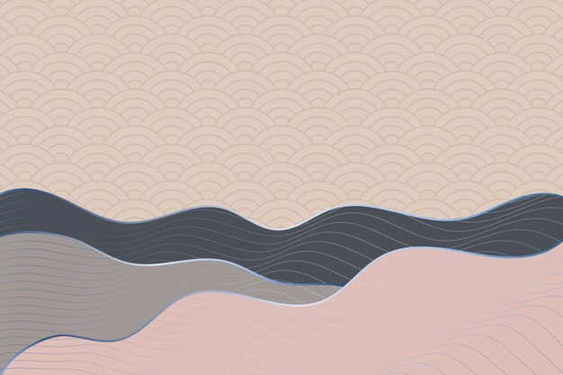 Vector abstract wave style background with geometric japanese pattern and wavy striped lines