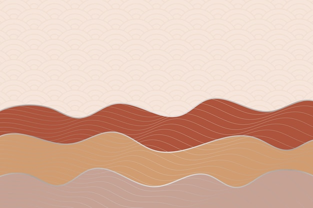 Abstract wave style background with geometric japanese pattern and wavy striped lines