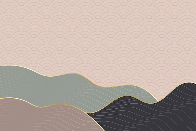 Abstract wave style background with geometric japanese pattern and wavy striped lines