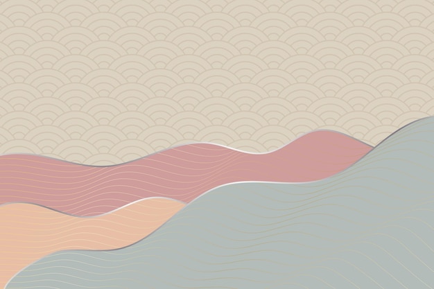 Abstract wave style background with geometric japanese pattern and wavy striped lines