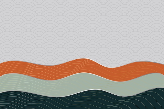 Vector abstract wave style background with geometric japanese pattern and wavy striped lines