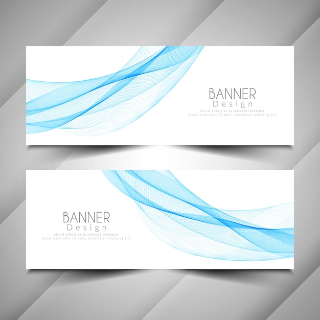 Vector abstract wave style elegant banners set