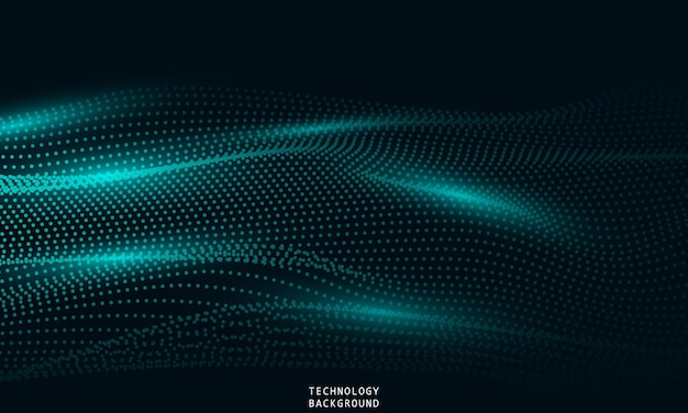 abstract wave technology background with blue light smooth and flow