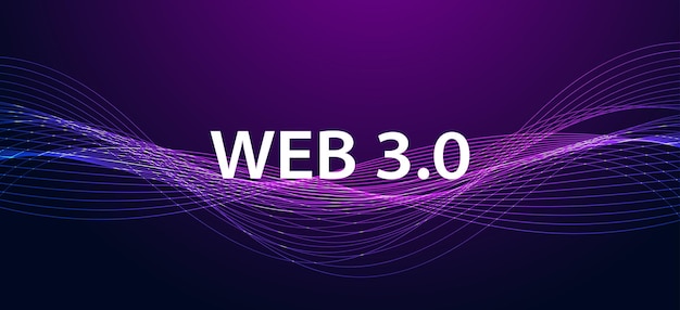 抽象的な波技術紫のモダンな web 3concept は、情報やサービスへの無料アクセスです。