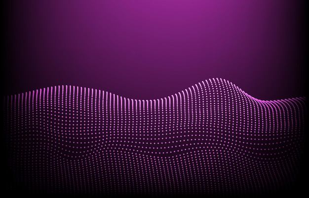 Punti luminosi ondulati dell'onda astratta su sfondo viola sfumato design per il motivo dello sfondo della carta da parati