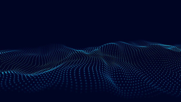 移動ドットと抽象的な波粒子の流れベクトル サイバー技術図
