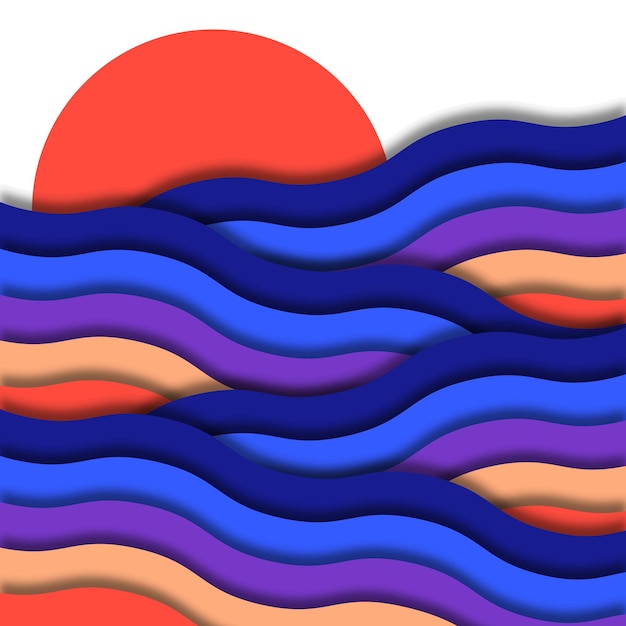 Vector abstract waves background with papercut style