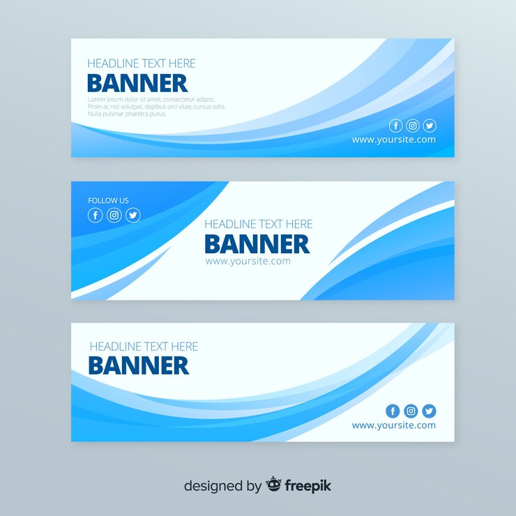 Vector 추상 파도 배너 세트