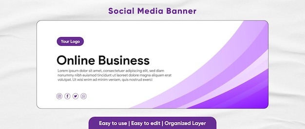 Abstract waves banner with purple colours