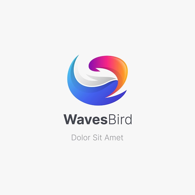 Abstract waves bird logo gradient