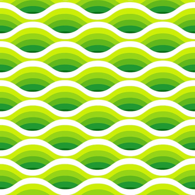 Abstract waves seamless pattern in green colors