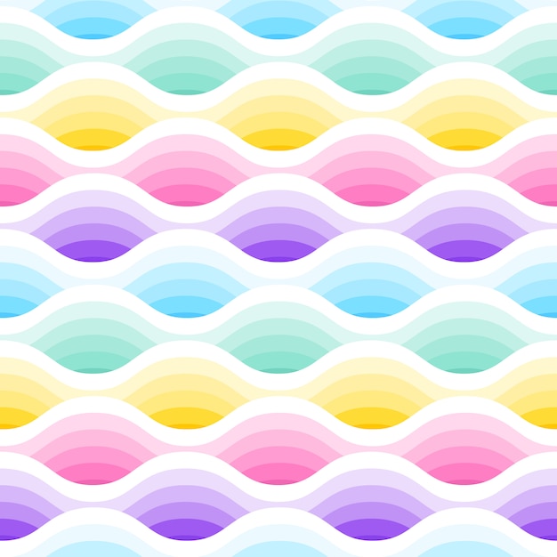 ベクトル パステルカラーの抽象的な波シームレスパターン