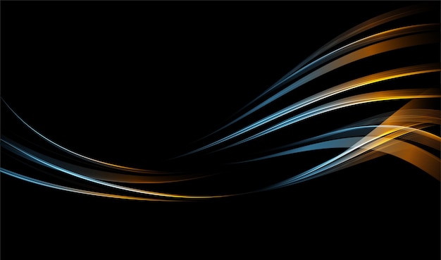 Vector abstract waves. shiny blue moving lines design element on dark background for greeting card and disqount voucher.