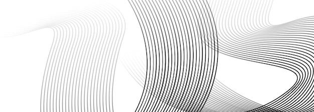 Abstract waving black circles lines technology white background glowing lines shiny geometric shape