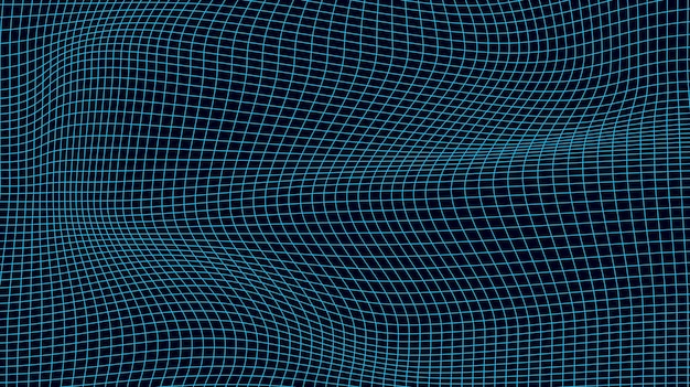 Vector abstract wavy 3d mesh on a blue background geometric dynamic wave 3d technology wireframe vector illustration