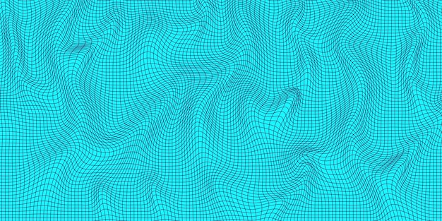 Abstract wavy 3d mesh on a blue background Geometric dynamic wave 3D technology wireframe Vector illustration