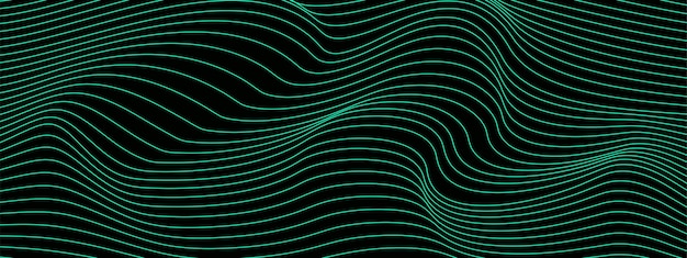 Abstract wavy 3d mesh on a dark background geometric dynamic wave 3d technology wireframe vector illustration