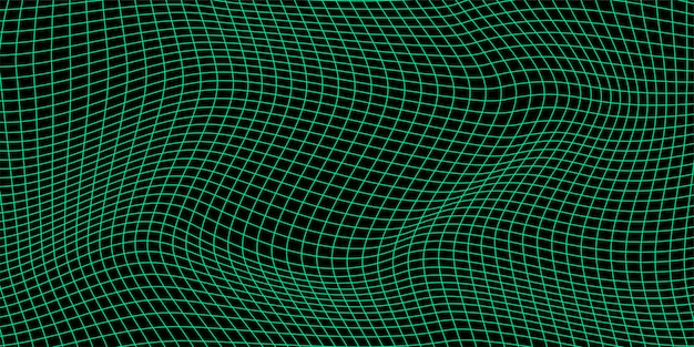 녹색 배경에 추상 물결 모양의 3d 메쉬 기하학적 동적 웨이브 3D 기술 와이어 프레임 벡터 일러스트 레이 션