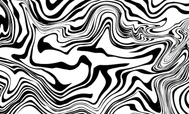 Vector abstract wavy black white fluid pattern background