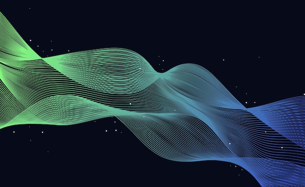 abstract wavy digital technology background futuristic vector line design
