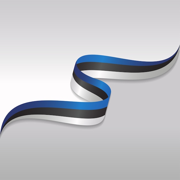 Abstract wavy flag of the Estonia with ribbon style