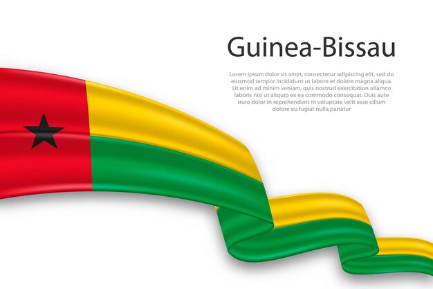 Vector abstract wavy flag of guineabissau on white background