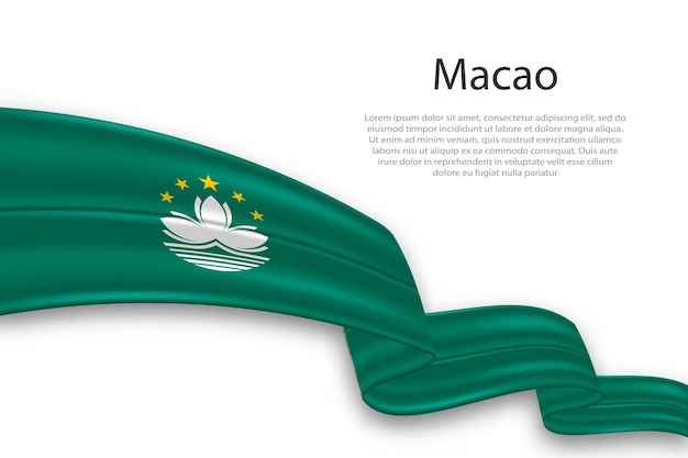 Vector abstract wavy flag of macao on white background