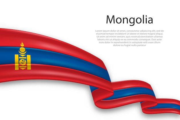 Vettore abstract bandiera ondulata della mongolia su sfondo bianco