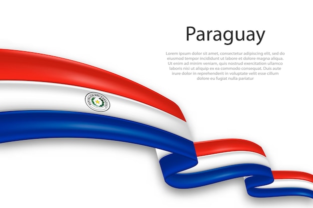 Vector abstract wavy flag of paraguay on white background