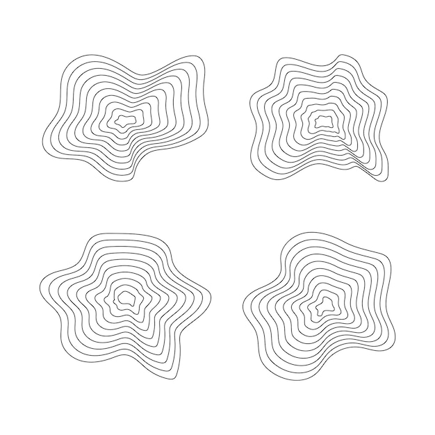 Vector abstract wavy geometric shapes isolated vector illustration