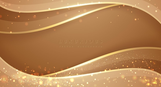 Abstract wavy gold background. Luxurious gold vector background with blend of sparkling glitter.