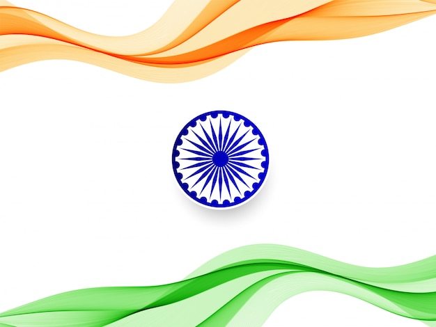 Абстрактный волнистый индийский флаг дизайн фона