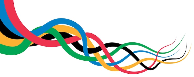 Vector abstract wavy intertwined stripes isolated on a white background olympic games banner vector