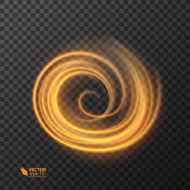 Vector abstract wavy lines of light on dark background
