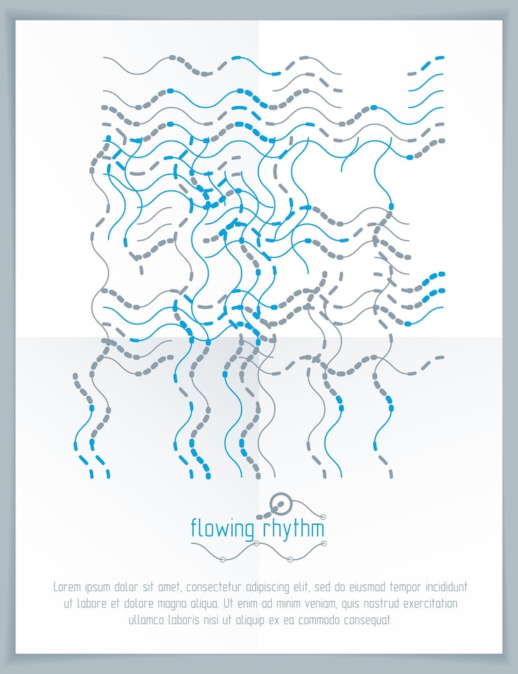 Vector abstract wavy lines pattern, art graphic illustration can be used as presentation flyer or brochure head page.