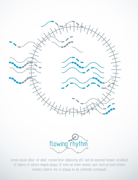 Abstract wavy lines vector illustration. Graphic template, advertising poster. Technological pattern.