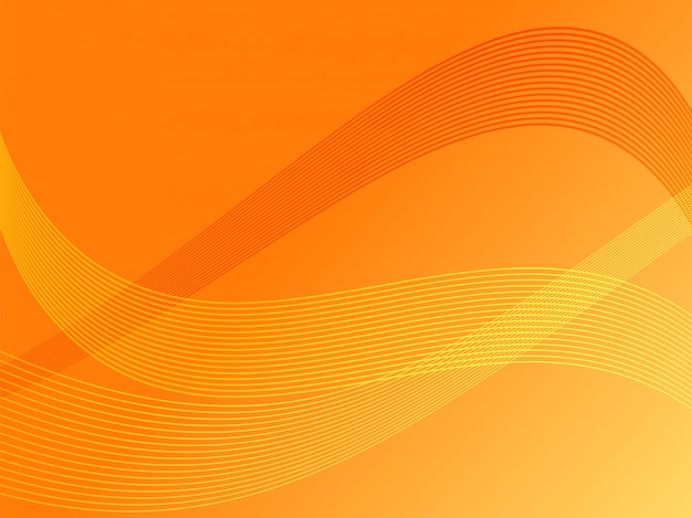 Vector abstract wavy lines with orange background