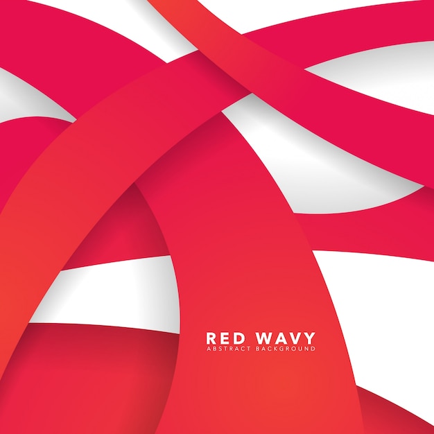 Vector abstract wavy red background