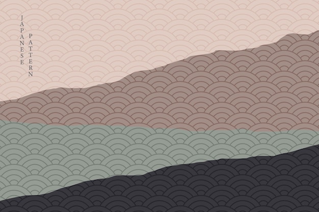 Abstract wavy style background with geometric japanese pattern