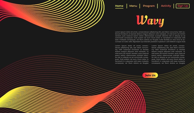 Abstract wavy thin line background template copy space for landing page, banner or poster vector