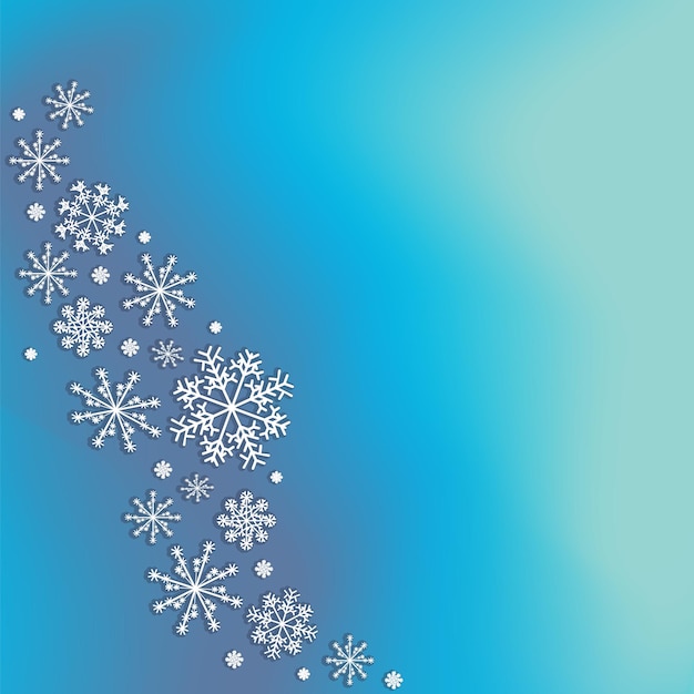 Abstract wazig verloopnet achtergrond met witte sneeuwvlokken met schaduw