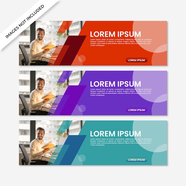 Vector abstract web banner design template with full color