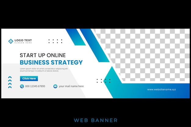 Абстрактный шаблон веб-баннера Set или креативная бизнес-стратегия дизайн обложки в социальных сетях