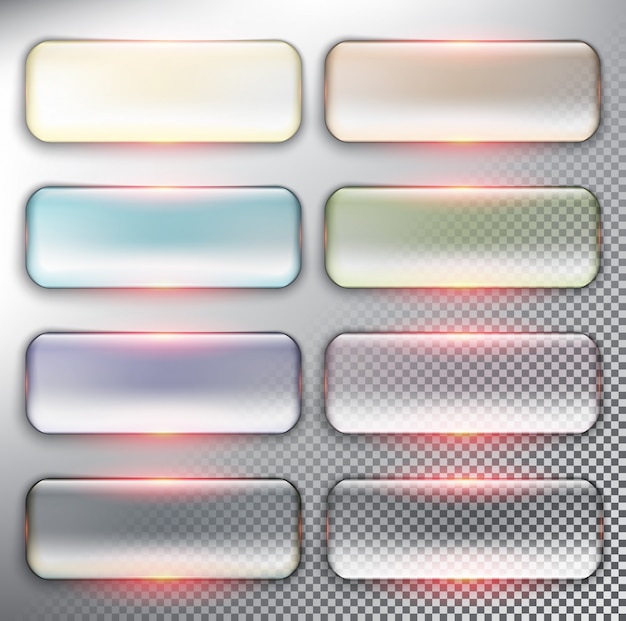 Vector abstract   web buttons set of 8. glass web buttons. isolated