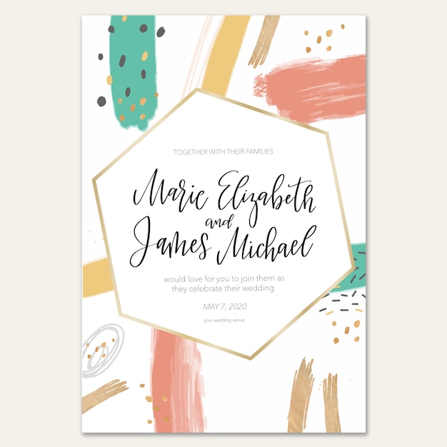 Vector abstract wedding invitation with doodle elements