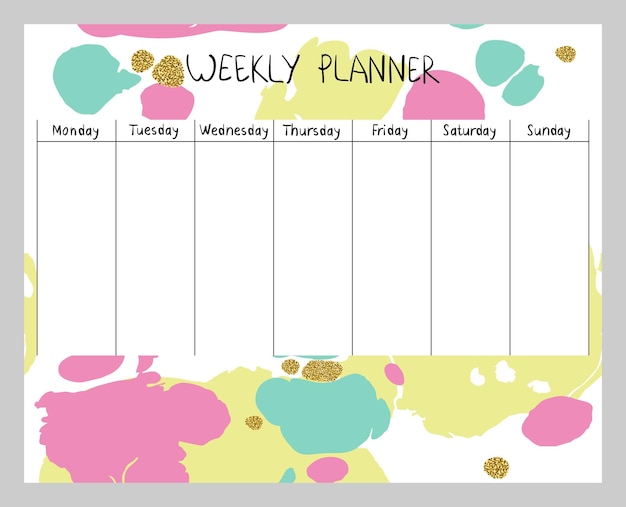 Vector abstract weekly planner