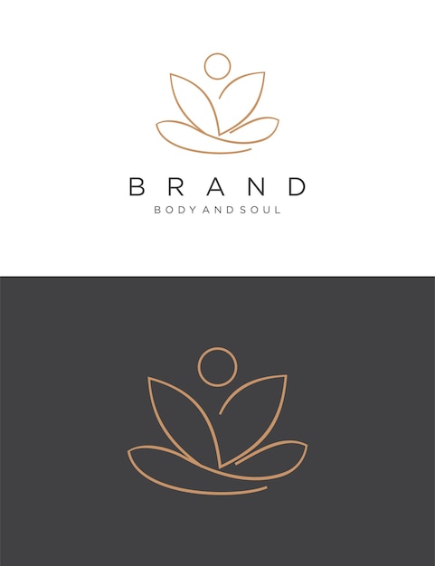 Vector abstract wellness and body zen pose icon outline