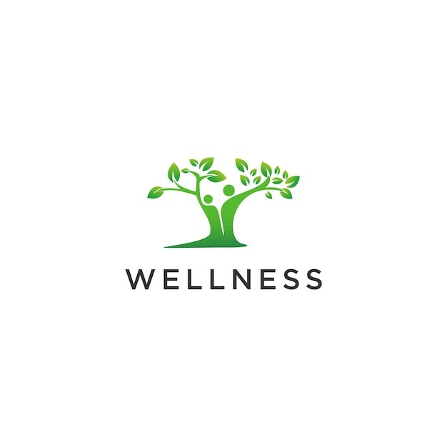 Abstract Wellness-logo. Style Leaf en People Combinatie voor de natuur.