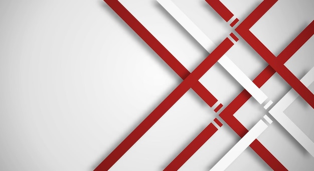 Vector abstract white 3d background with red and white lines paper cut style textured