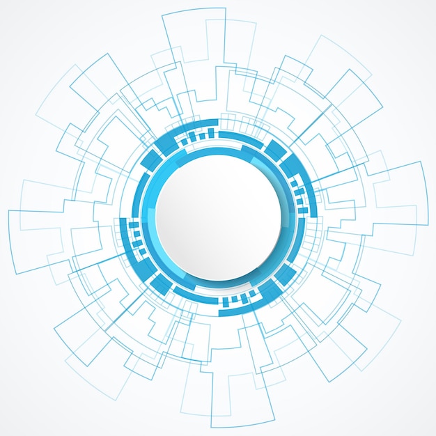青いデジタル技術サークルの背景に抽象的な白いサークルバナー